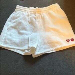 Victoria's Secret Pinks White Athletic Shorts with Strawberry Embroidery Size XS